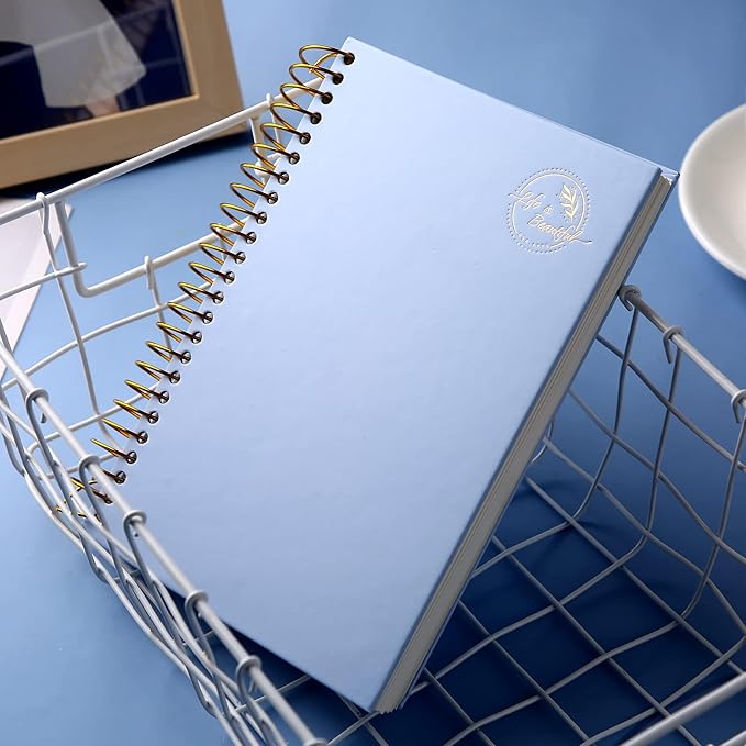 Yoment Small Spiral Notebook,300 Pages Hardcover Spiral Notebooks,5.5”x 7.5”College Ruled Notebook,A5 Spiral Bound Journal,Hard Cover Notebooks for Work Writing School,A5 Blue