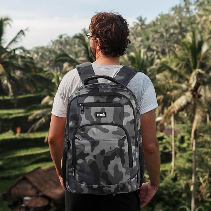 Paude Backpack for Men,College Backpack School Bookbag for Teens,Laptop Bookbag with USB Port and Headphone Hole