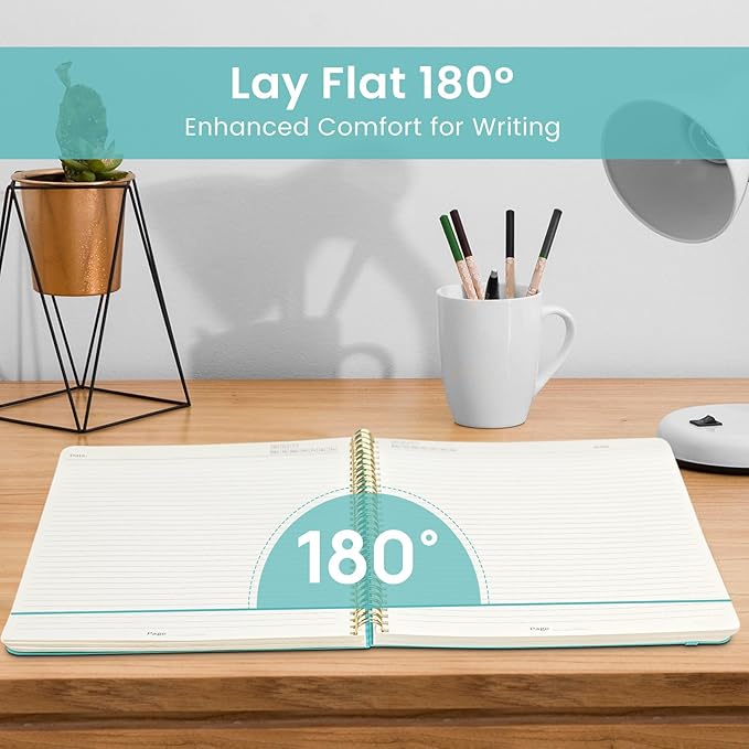Taja Spiral Lined Notebook, 8.5"x11" Notebooks for Work, Large A4 Journal for Women & Men, College Ruled Journaling Notebook for Writing, Plastic Cover Spiral Journal, Aquamarine