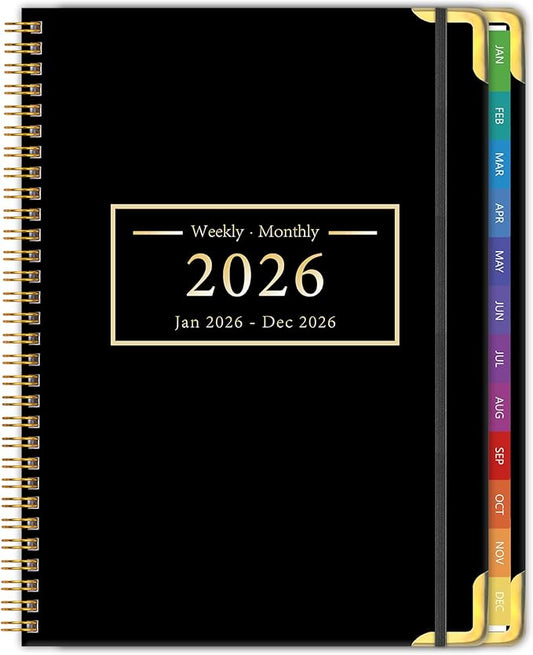 Planner -2026, Hardcover Weekly & Monthly Calendar Planner, January 2026 - December 2026, 6" x 8", Daily Agenda Book with Colorful Tabs, College Organizer Notebook, School & Work Supplies for Student Teacher Classroom