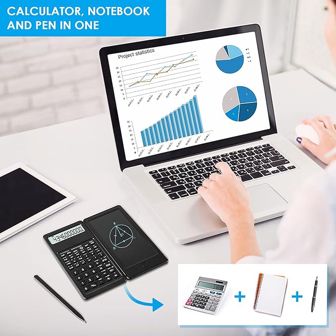 IPepul Scientific Calculators for Students, 10-Digit Large Screen, Math Calculator with Notepad, Classroom Must Haves for Middle High School Supplies & College (Black)
