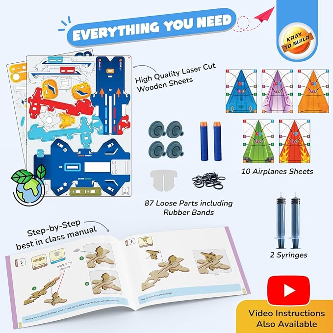 Smartivity DIY 2in1 Hydraulic Paper Airplanes & Darts Launcher STEM Toy for Kids Ages 6-14 Years I Birthday Gifts for Smart Kids | Science Kit for Boys & Girls 6, 8,10,12,14 Years Old
