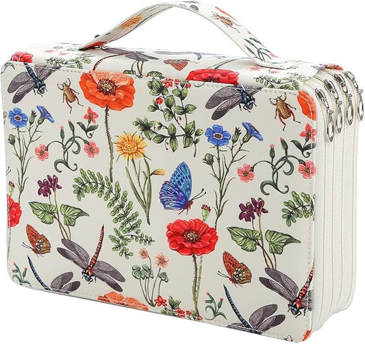 Portable Colored 200 Slots Pencil case Organizer with Printing Pattern for Watercolor Pens or Markers, Pencil Case Organizer for Artist