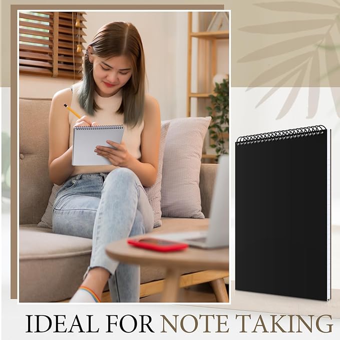 MotiMind 10 Pack 8.5" x 11" Top Spiral Notebook with 3 Hole Punched Legal Pads College Ruled Notepad 50 Sheets Hard Cardboard Paper Wirebound Notepad for Office School Business (White)