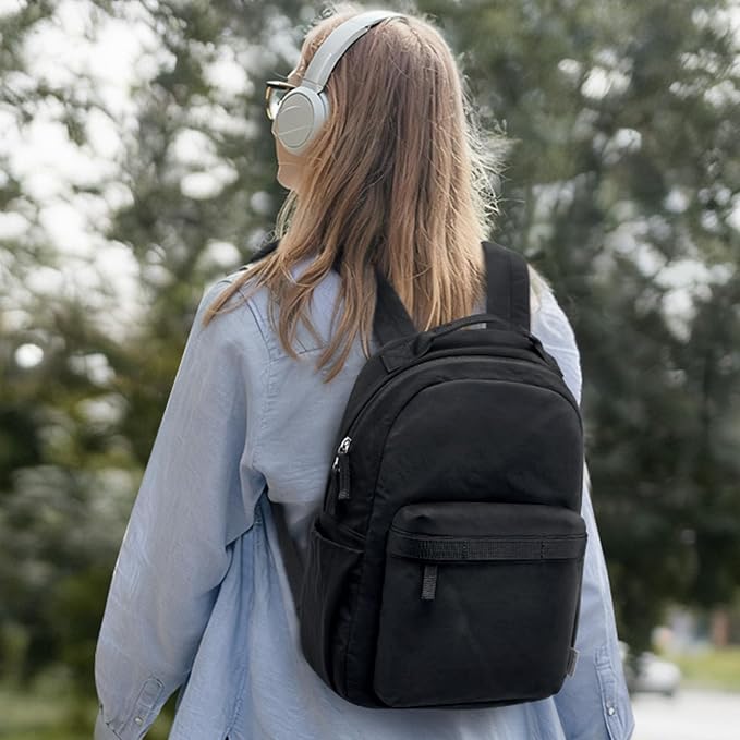 G4Free Small Backpack for Women, lightweight Daypacks for Travel School | Water-resistant Nylon backpack, fits 13.3" laptop, Multi-pockets, Trolley strap, Comfy padded straps