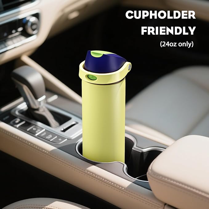 POWCAN 24 oz Insulated Stainless Steel Water Bottle: 2-in-1 Push-Button Spout & Quick-Flip Straw, Leakproof, Cold 24Hrs, Lockable, Fits Car Cup Holder, Ideal for Travel, Sports, Gift (Infinity Beam)