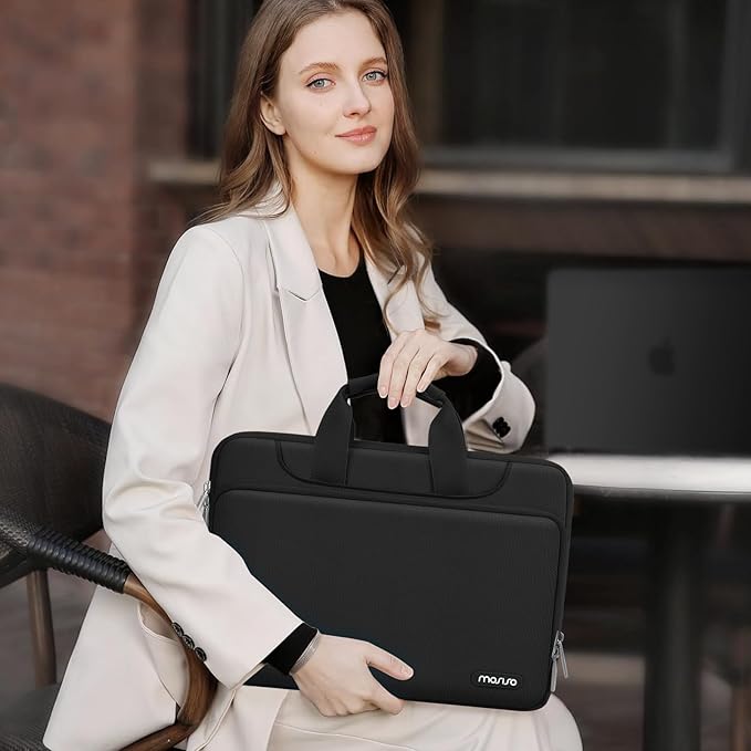 MOSISO 360 Protective Laptop Case 13.3 inch, 13-13.3 inch Laptop Sleeve Compatible with MacBook Neo/Air 13.6/Pro 13/Pro 14, HP Dell ASUS Lenovo, Computer Bag with Front Raised Pocket & Belt, Black