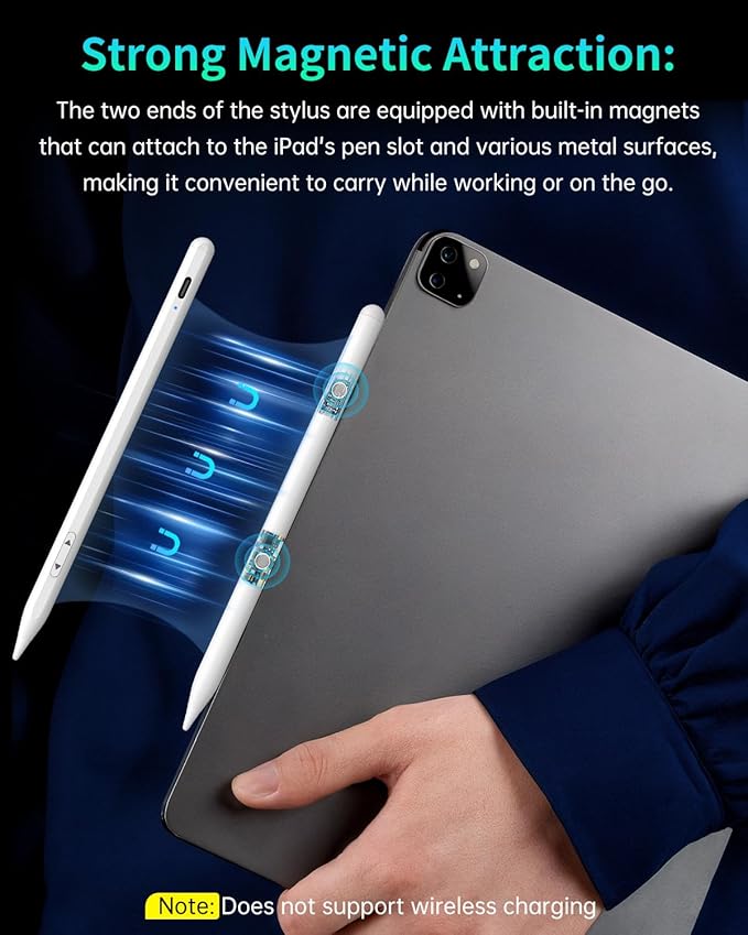 MEKO Universal Stylus Pen for Apple iPhone & Android & iPad, 2X Fast Charge Active Stylus Pencil for All Touch Screen, High Sensitivity Capacitive Stylus for Smartphone Apple Watch Tablet-White