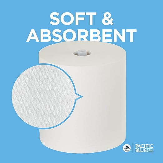Georgia-Pacific Blue Ultra 8'' High-Capacity Recycled Paper Towel Rolls by GP PRO (Georgia-Pacific), White, 26491, 1,150 Linear Feet Per Roll, 3 Rolls Per Case