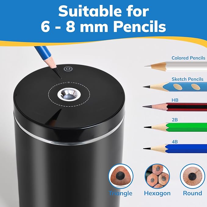 Fully Automatic Electric Pencil Sharpener, Rechargeable