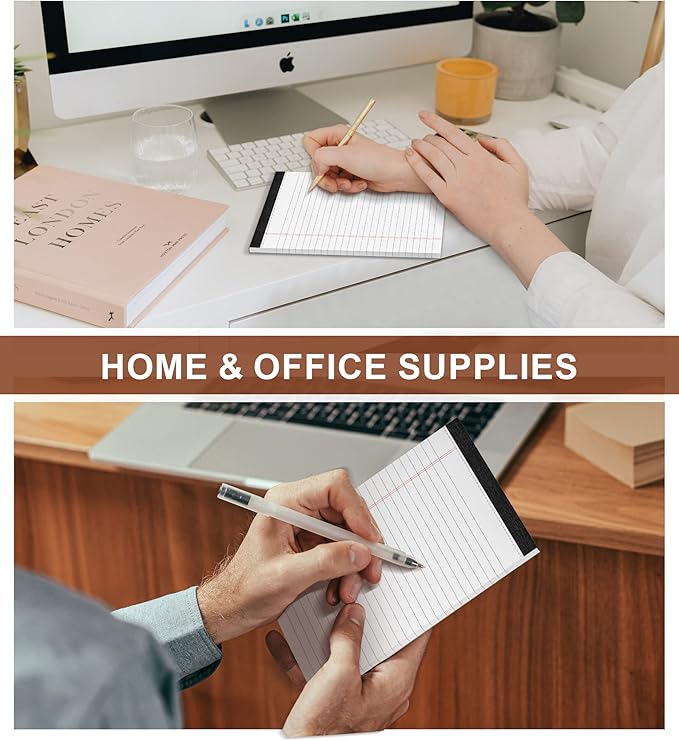 Note Pads 5x8 Small Legal Pads White Notepad, 6 Pack, Narrow Ruled Notepads, Micro Perforated Legal Writing Pads Memo Pad, 30 Sheet/ Note Pad, Notebook Paper Tablet for School, Lined Note Pad 5x8''
