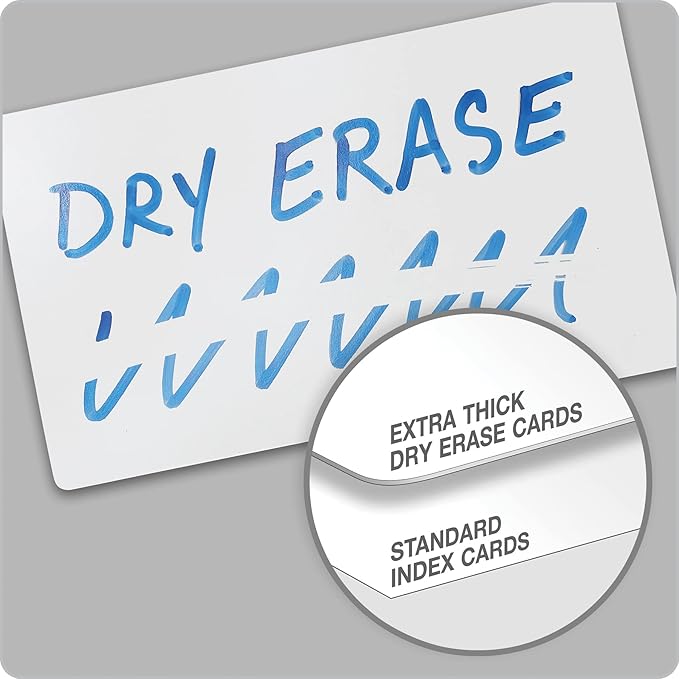 Oxford Dry Erase Index Cards, 3x5 Blank, Reusable Flash Cards, Double Sided Dry & Wet Erase Cards for Gaming, Study or Vocabulary, 100-Pack (63515)