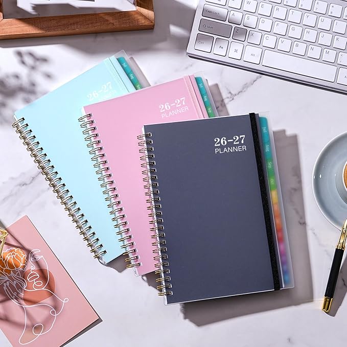 Planner 2026-2027 - Academic Planner 2026-2027, Jul. 2026 - Jun. 2027, 6.3'' x 8.4'', Weekly and Monthly Planner 26-27 with Back Pocket, Transparent PP Cover, Colorful Monthly Tabs