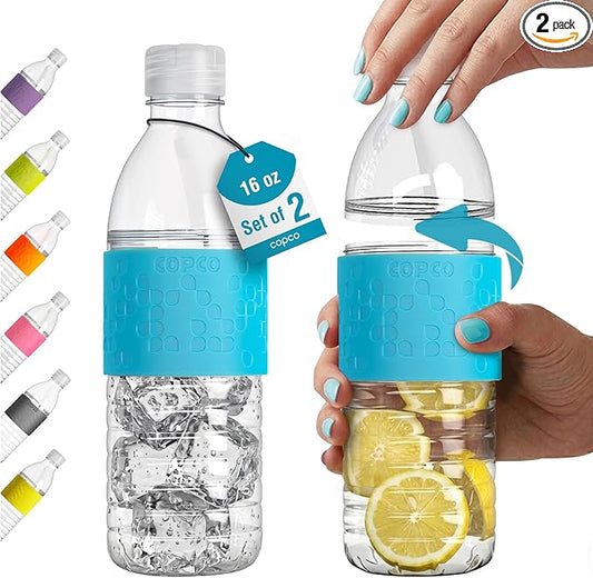 Copco Hydra 16.9oz Water Bottle, Set of 2 – BPA-Free Tritan Bottles with Leak-Proof Closure & Grip Sleeve, Lightweight Reusable Water Bottles for Travel, Gym, Office & Hydration (Blue)