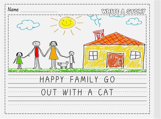 Eaasty 100 Sheets Story Writing Paper Bulk Handwriting Practice Paper for Kids Diary with Picture Story Space and Dotted Lines 11x8.5" Primary Composition Notebooks for Kindergarten Toddlers