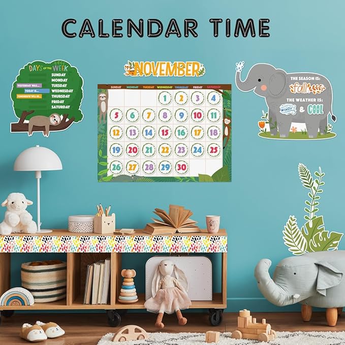 CTP Jungle Friends Calendar Set Bulletin Board Top Classroom Decorating Accents (Creative Teaching Press 10919)