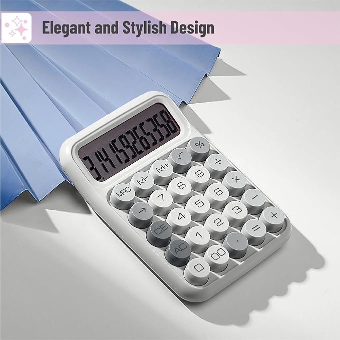 Mr. Pen- Mechanical Switch Calculator, 12 Digit Large LCD Display, Gray with Big Buttons, Mechanical Switch Calculator for Home, School, Office