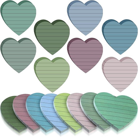 Teling 24 Pack Valentine's Day Sticky Notes Heart Lined Sticky Notes Self Adhesive Love Memo Pads for Valentines Party Exchange Gifts Office Home School 3x3 Inch(Soft Colors,Classic)