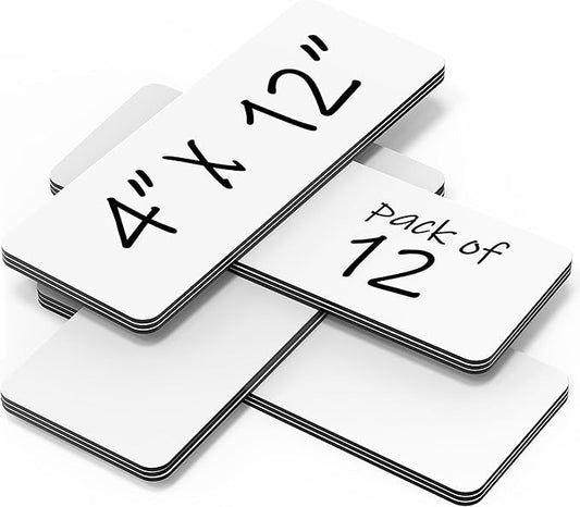 12 Pack Dry Erase Magnetic Labels 12x4 in - Magnetic Name Tags for Classroom Lockers School Bus - Classroom Magnets for Names - Magnet Labels for Whiteboard - Magnet Names Plates for Classrooms