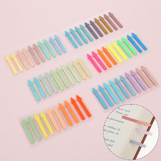 Molain 1200Pcs Page Markers Colored Sticky Tabs, Translucent Arrow Flags for Page Marking, Fluorescent Flags Sticky Index Tab Stickers for Notebooks, Small Sticky Notes Flags(Fluorescent)