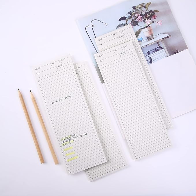 4 Pack Lined Paper Notebook, 9.8 × 3.5 inches Long Strip Notepad, Personalized Memo Pads for Planning, Tasks, Appointments, Reminders, Home, Office, 50 Sheets Per Note Pads (Lined)