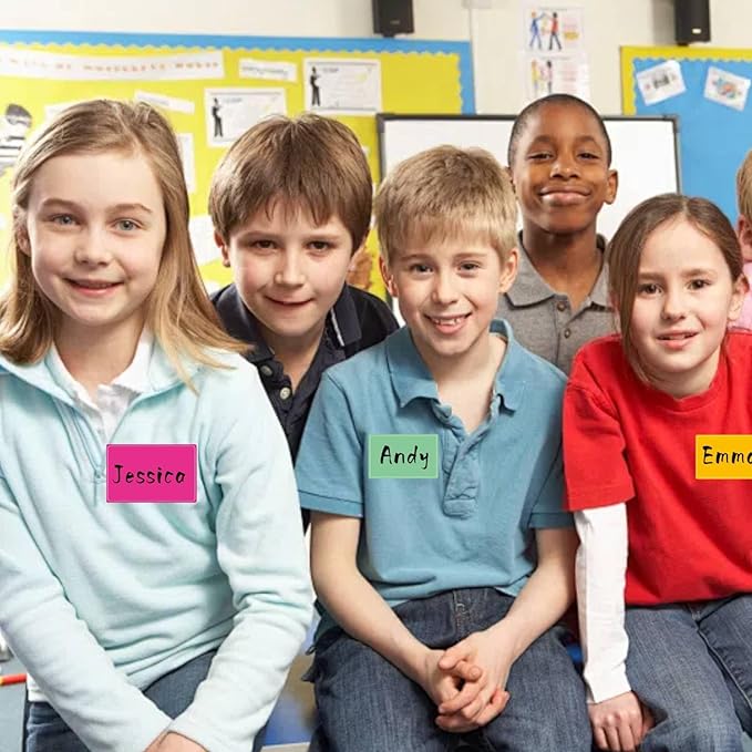 Waterproof Stickers Colorful Name Tags - 8 Colors Name Label Stickers with Pen for School, Classroom, Locker,Kitchen and Office