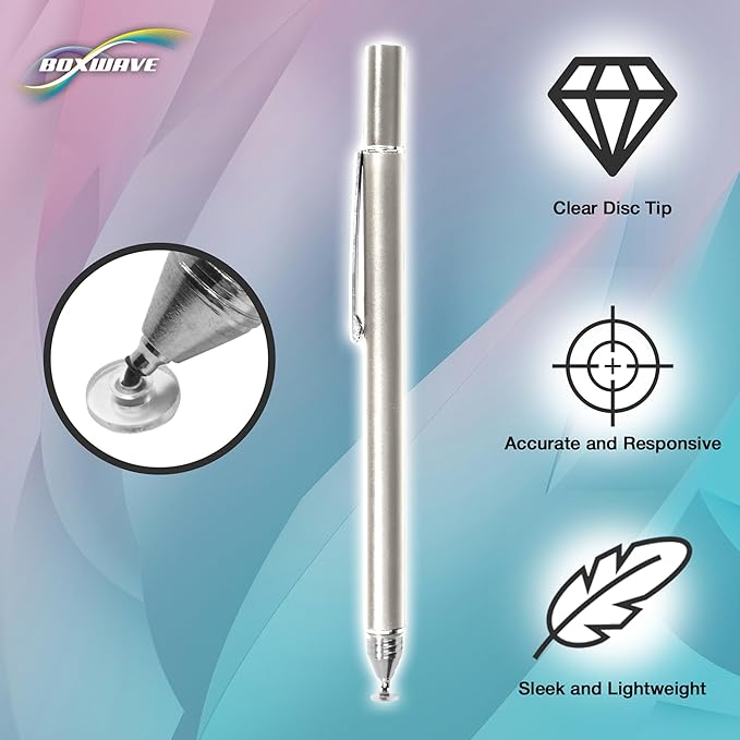 BoxWave Stylus Pen Compatible with Boogie Board Blackboard Smart Scan Reusable Notebook - FineTouch Capacitive Stylus, Super Precise Stylus Pen - Metallic Silver
