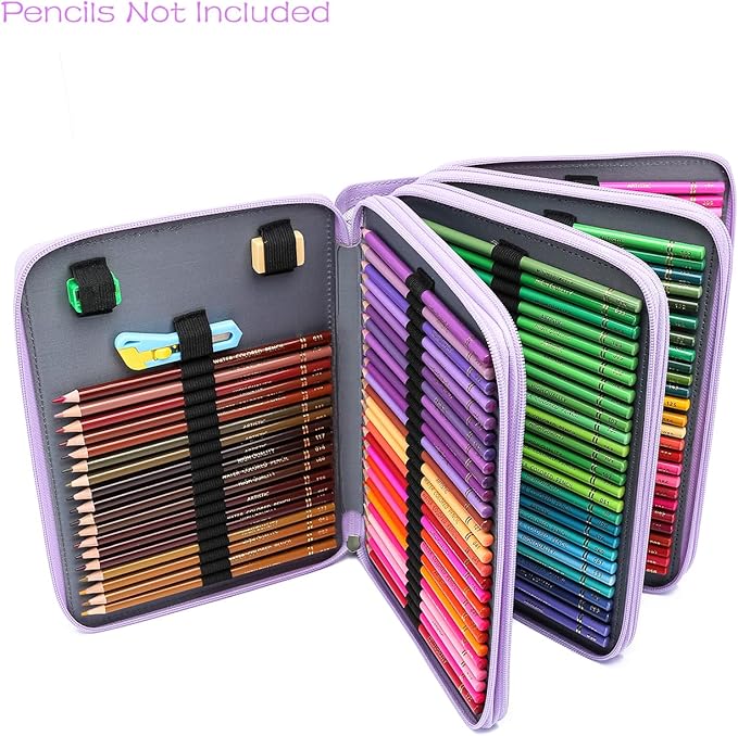 YOUNGCOL 200 Slots Colored Pencil Case Color Pencil Organizer Storage Large Capacity Pencil Holder (Purple, 200 Slots)