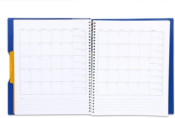 Mintra Office Durable PREMIUM Spiral Notebook, ((Purple, 1 Subject, 8.5in x 11in)), Fabric Covered Coils, No Snags, Removable Adjustable Pocket Dividers, Ruler, Organization, Customizable