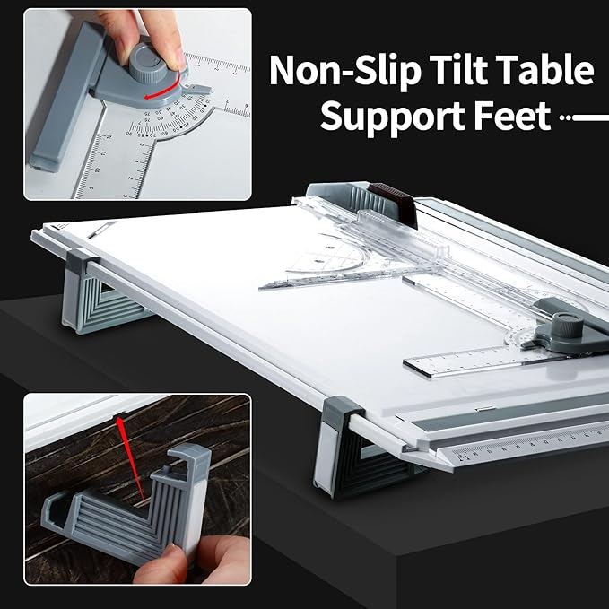 Zonon A3 Portable Drawing Board, Multi-Function Metric Drafting Table Drafting Board with Clear Rule Parallel Motion and Angle Adjustable Measuring System(A3)