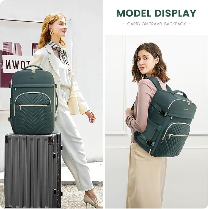 LOVEVOOK Large Travel Backpack for Women, TSA Carry on Backpack for Airplanes, 40L Personal Item Travel Bag fits 17" Laptop, Waterproof Carry on Bag Flight Approved with 4 Packing Cubes