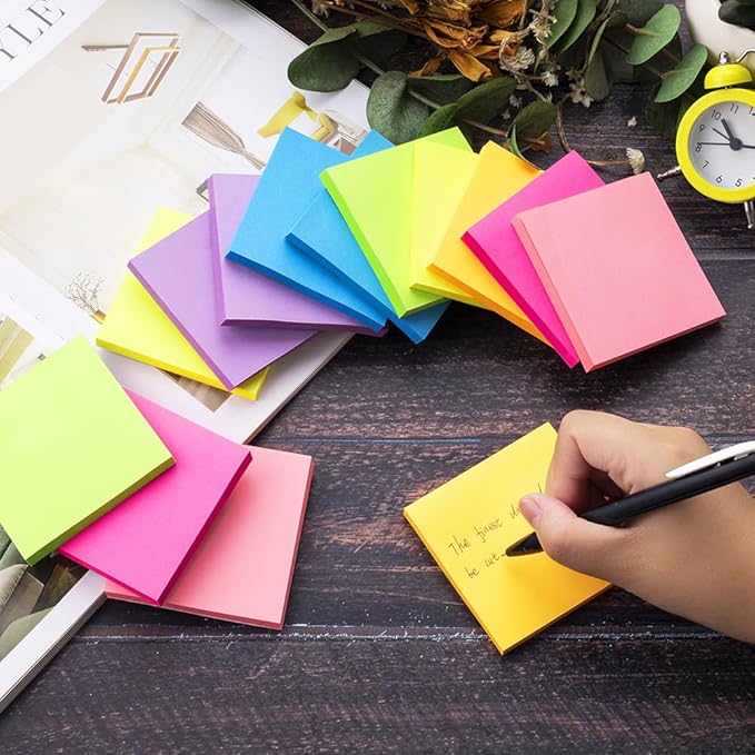 (56 Pads) Sticky Notes Bulk 3x3 in Post Bright Stickies Colorful Super Sticking Power Memo Pads, Strong Adhesive