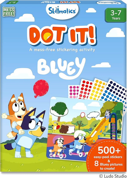 Skillmatics Bluey Dot It Sticker Activity – Mess-Free Fun for Kids, 500+ Stickers, Craft Kits, DIY Activity, Travel Toys, Gifts for Boys & Girls Ages 3, 4, 5, 6, 7