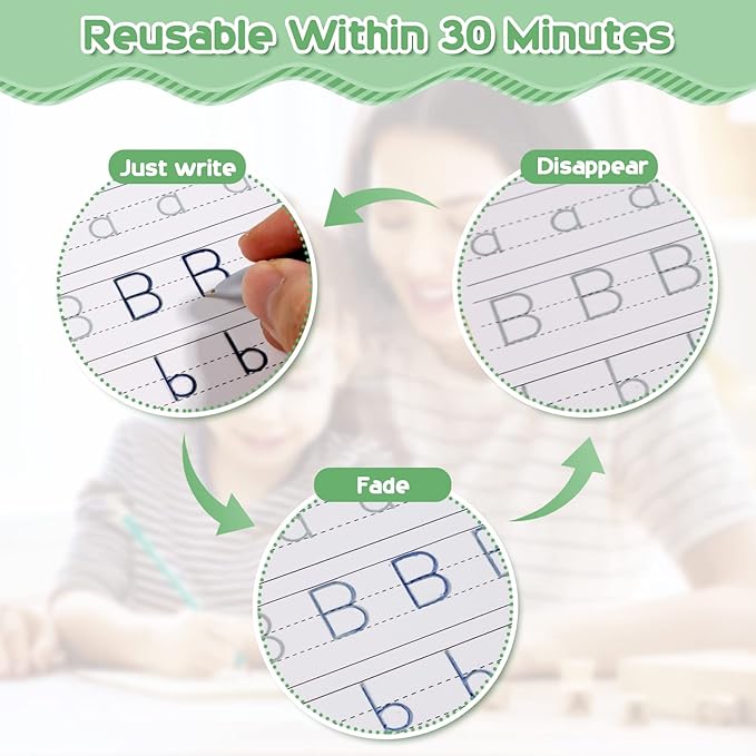 CosyCorner Magical Handwriting Workbooks Handwriting Practice Magic Copybook, Handwriting Aid Magic Pen Reusable Copybook Grooves Template Design for Children (6)