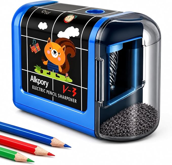Battery Operated Electric Pencil Sharpener for Kids, Auto Stop Safety Switch, Fast Pencil Sharpener for No.2 and Colored Pencils, Portable Desk Sharpener for School, Home, Office, Blue