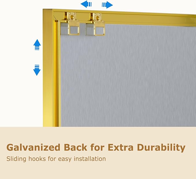 Magnetic Whiteboard, 24"x18" Gold Aluminum Frame Dry Erase White Board for Wall, Hanging Wipe Board with 6 Magnets, 4 Markers & 1 Eraser for Home, Office, School