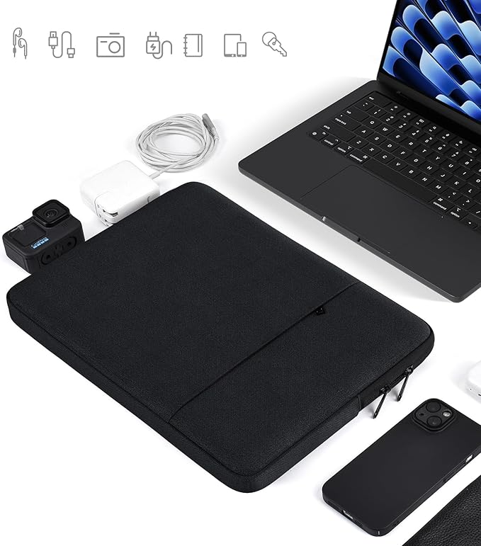 15 inch 360° Protective Laptop Sleeve for 2025-2023 MacBook Air 15.3 inch M4/M3/M2 Chip A3241 A3114 A2941, Shockproof Water-Resistant Laptop Case Bag Cover w/Accessory Pocket