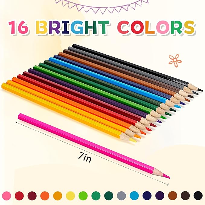 YEGEER 384 Count Colored Pencils Bulk, 16 Assorted Colors, Pre-sharpened Coloring Pencils Set for Kids and Adult, Teachers Essential Classroom Prizes, Back to School Supplies