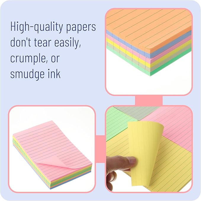 Mr. Pen- Lined Sticky Notes, 4" x 6", 6 Pads, 45 Sheets/Pad, Morandi Color, Sticky Notes with Lines, Ruled Post Stickies, Memo Pads, Self-Stick Note Pad for Office, School, Home, Study