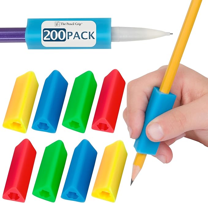 Pencil Grip The Classics Triangle Grip Ergonomic Writing Aid, For Right or Left Handed Users, Assorted Colors, Pack of 200 (TPG-162)
