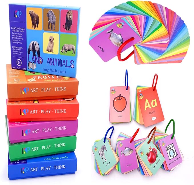 262 Pcs Preschool Toddler Flash Cards Set,Kids Flash Cards,Sight Words Cards Gifts for Kids Numbers,Land Animals,Ocean Animals,Fruit,ABC 6 in 1 Set