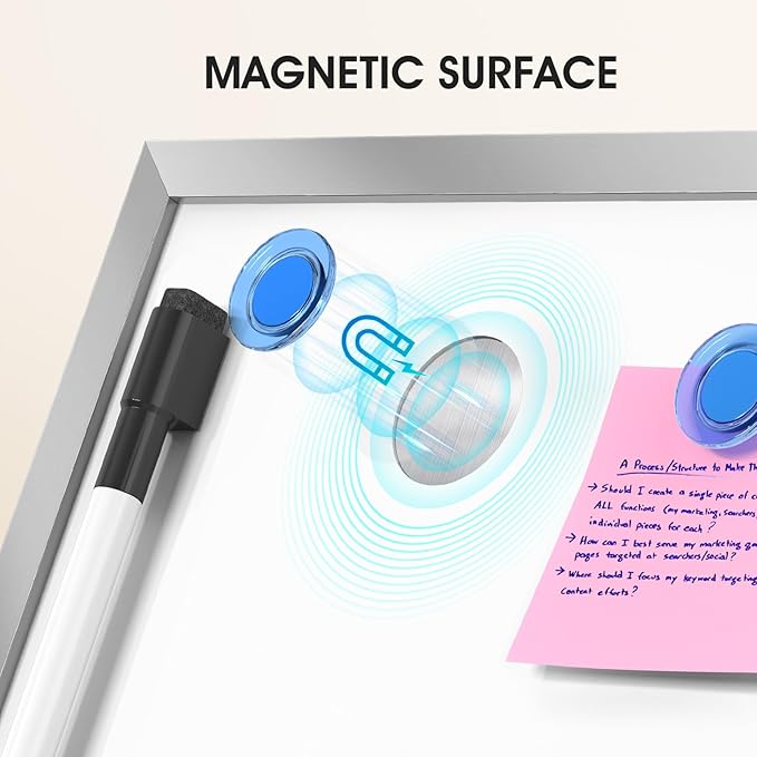 MaxGear Desktop Dry Erase Board with Stand 16" x 12", Small Whiteboard for Desk, Double-Sided Adjustable Tabletop Writing Board with Marker, Portable White Board for Office, Home, Study