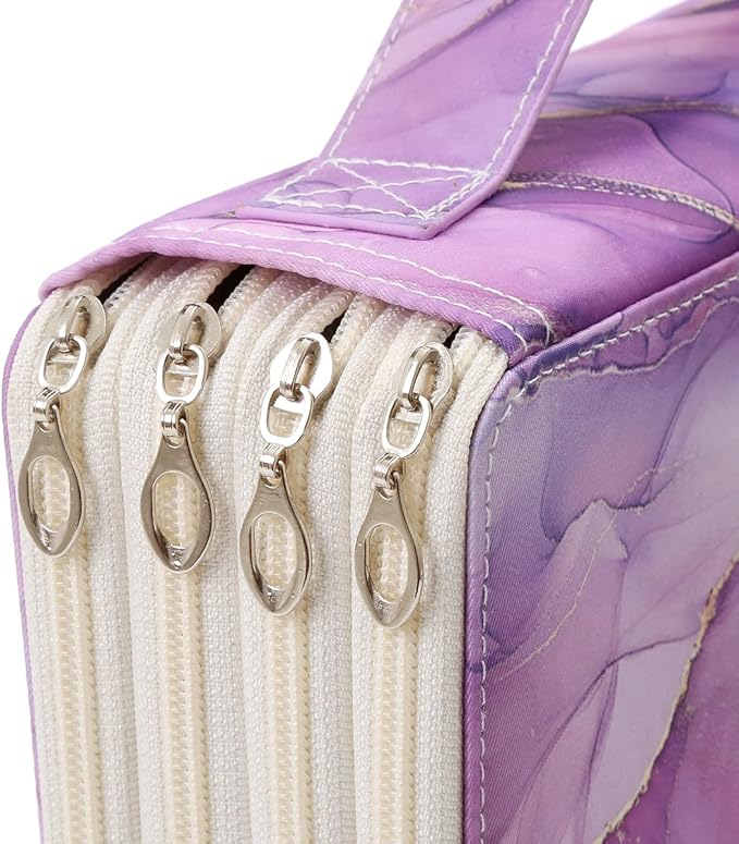 Portable Colored 200 Slots Pencil case Organizer with Printing Pattern for Watercolor Pens or Markers, Pencil Case Organizer for Artist