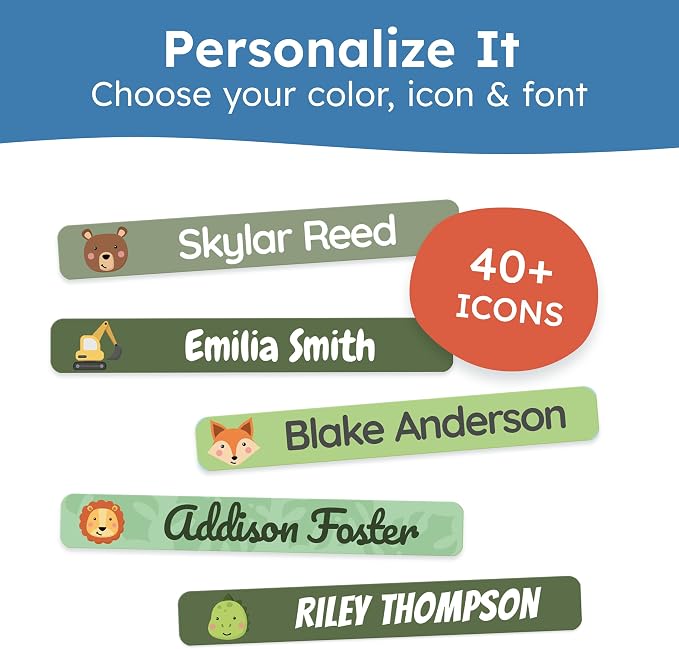 Personalized Kids Name Labels for Pencils Green [75pcs] - Waterproof Name Stickers for School & Daycare - Pencil Custom Name Stickers - Children Name Stick On Labels for Pens (2.0”x0.3”)