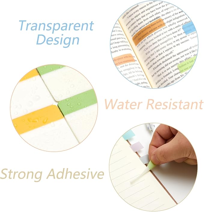 Sticky Index Tabs Book Page - 500Pcs 2 Inch Writable Colored Pages Markers, Repositionable File Tab Flags Labels Self Adhesive Reading Divider Sticker for Books, Binders, Notebook and File Folders