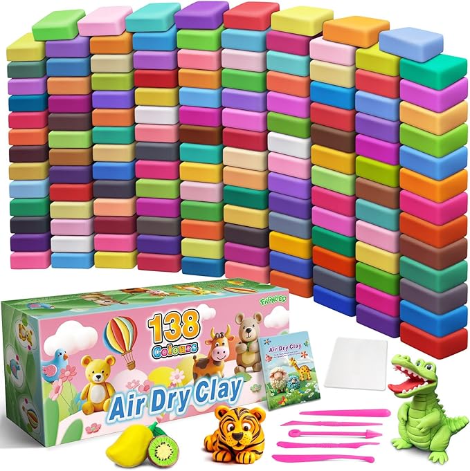 Air Dry Clay 138 Colors, Modeling Magic Clay Set with 5 Sculpting Tools, Arts Crafts Gift for Kids and Beginners