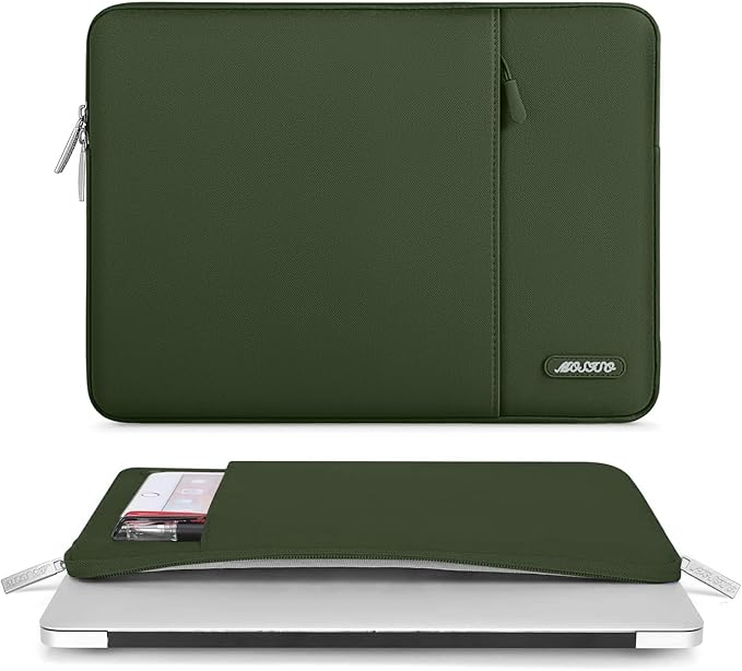 MOSISO Laptop Case 13 inch, Laptop Sleeve Compatible with MacBook Neo/Air/Pro 13 inch with A18/M5/M4/M3/M2/M1 Chip 2026-2016, Polyester Vertical Computer Sleeve Bag with Pocket, Army Green