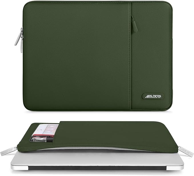 MOSISO Laptop Case 16 inch, 15-15.6 inch Laptop Sleeve Compatible with MacBook Pro 16 M5 M4 M3 M2 M1, HP Acer Dell Lenovo ASUS, Polyester Vertical Computer Sleeve Bag with Pocket, Army Green