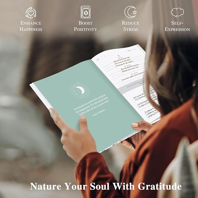 Lanpn Daily Gratitude Journal for Woman Men, 4 Month Mindfulness & Affirmation Planner, 7.8"x9.2" The 5 Minute Grateful Diary, Guided Reflection with Positivity Prompts & Quotes Undated Notebook