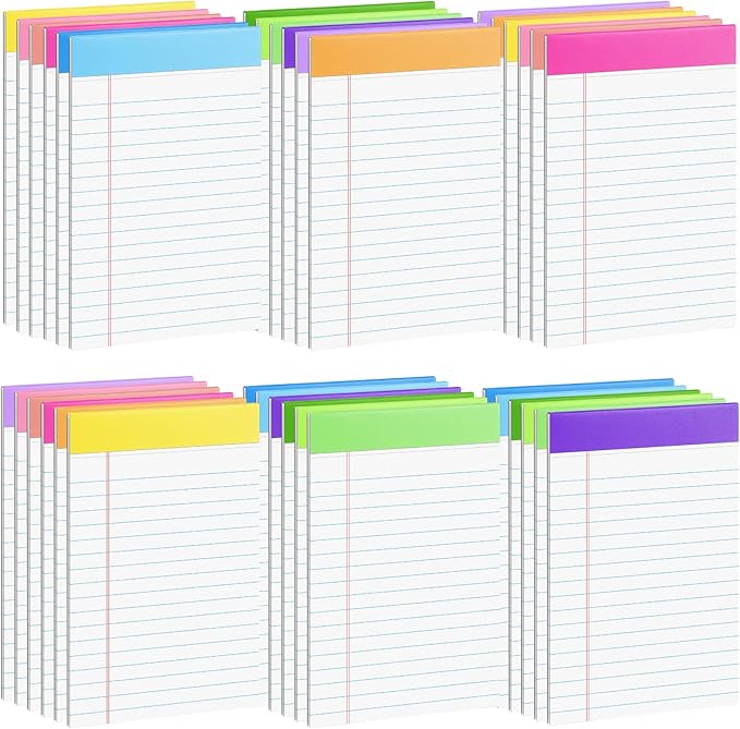 36 Pack Legal Pads Bulk, 5x8 Inch Rainbow Notepad, Note Pads Wide Ruled Perforated Memo Pad for Work Study Daily Note Taking List, Lined Writing Pads Memo Refills Notepads for Office Home School